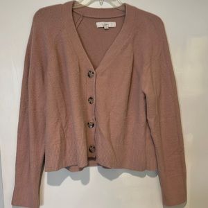 V neck long sleeve fuzzy cardigan sweater